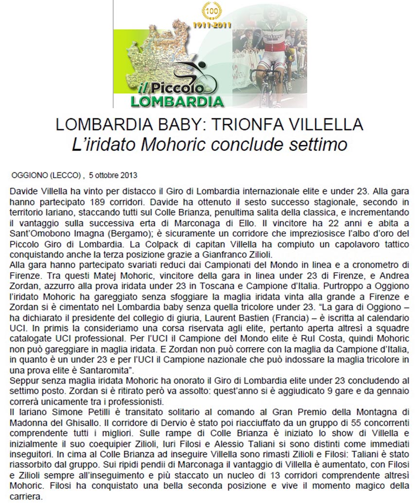 Lombardia Baby trionfa Vilella